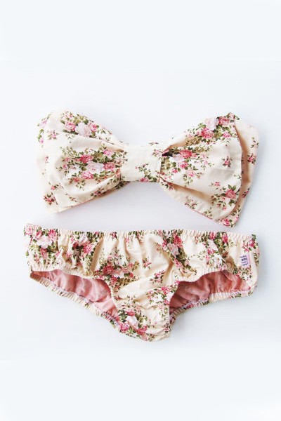 Vintage Bow Bandeau Bikini Swimsuit from Etsy