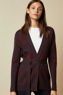 Isslaii Long Line Checked Cardigan