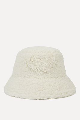 Teddy Ivory Faux Shearling Bucket Hat from Lack Of Colour
