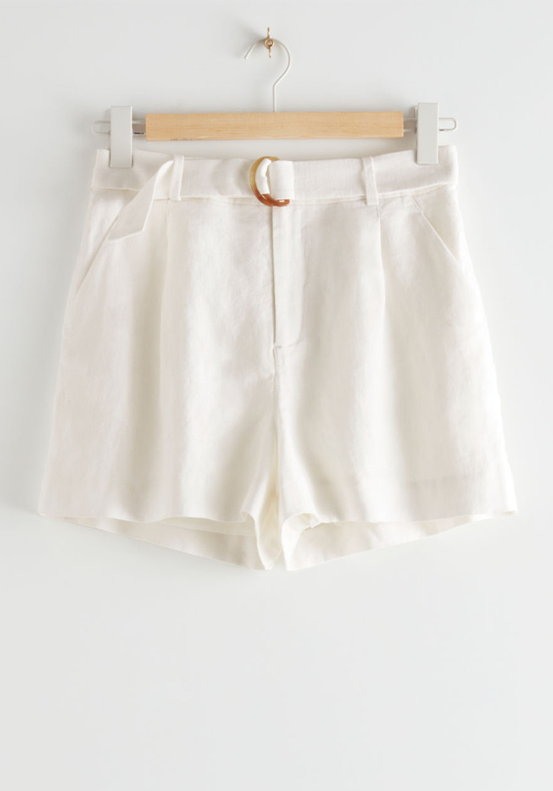 Belted Linen Pleat Shorts from & Other Stories