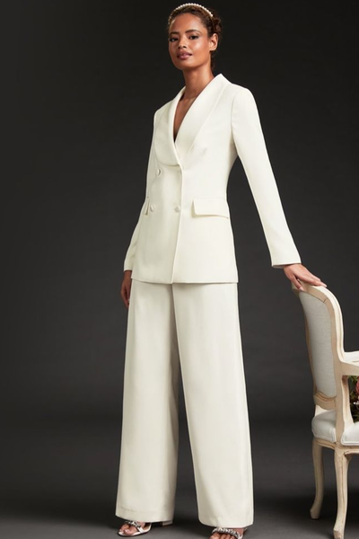 Iris Ivory Crepe Bridal Tuxedo Trousers  from LK Bennett 