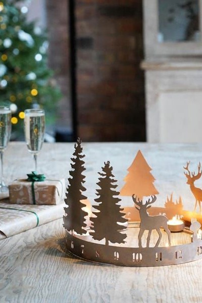 Round Advent Metal Copper Tealight Centrepiece