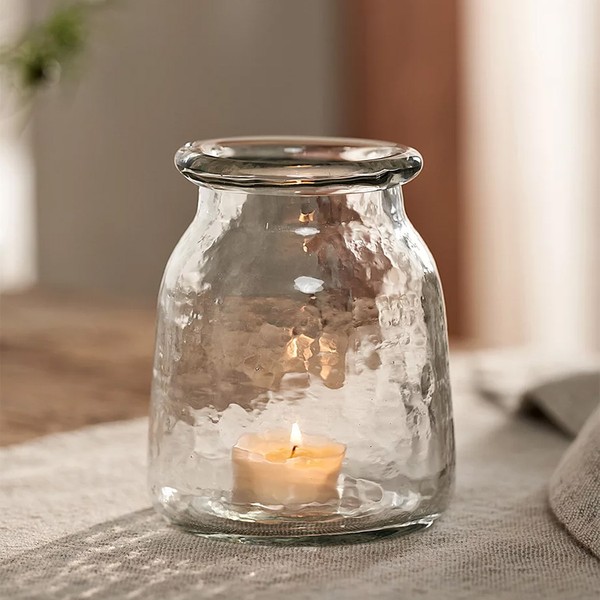  Jago Hammered Glass Tealight Holder from The White Company