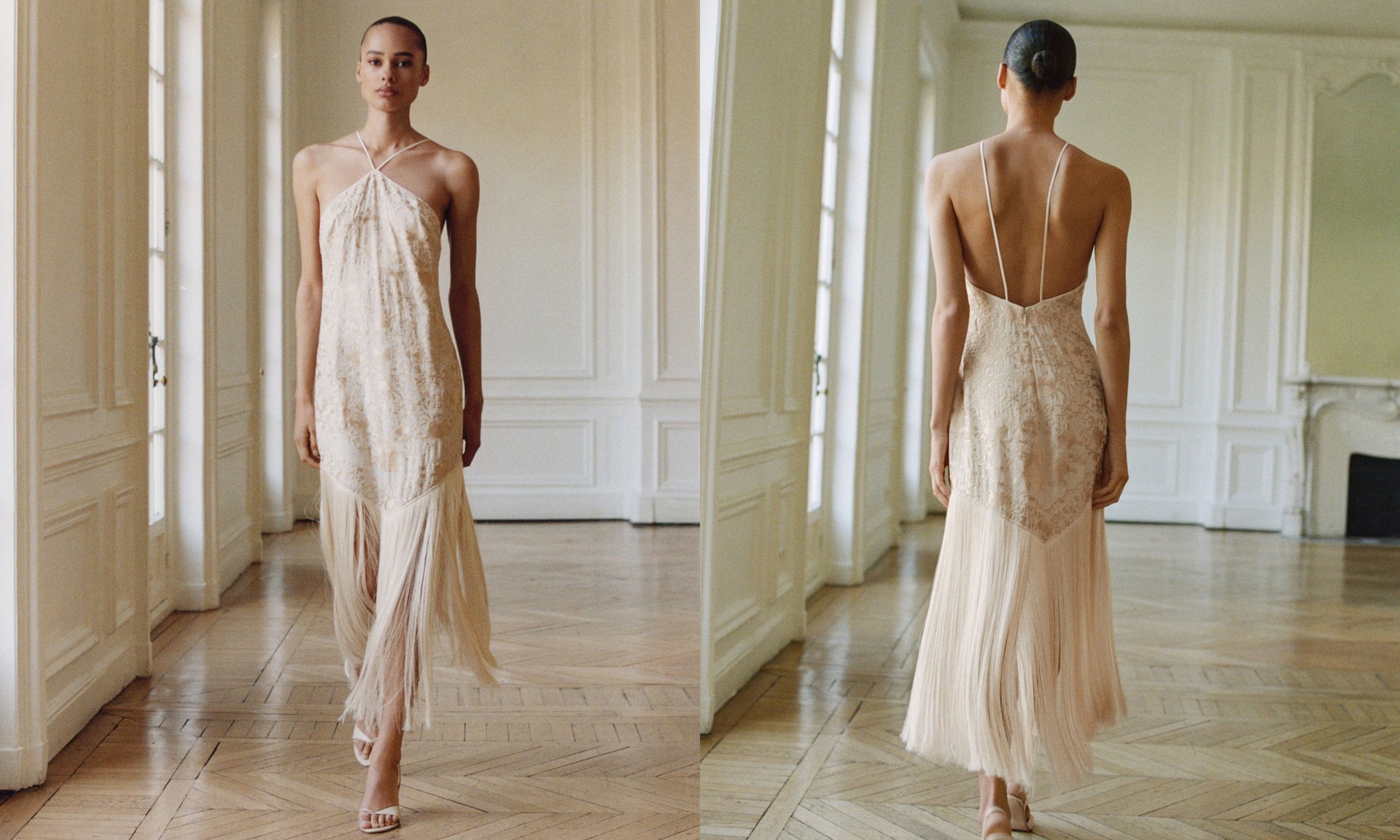 Floral-Embroidered Dress With Fringe Detail from Mango