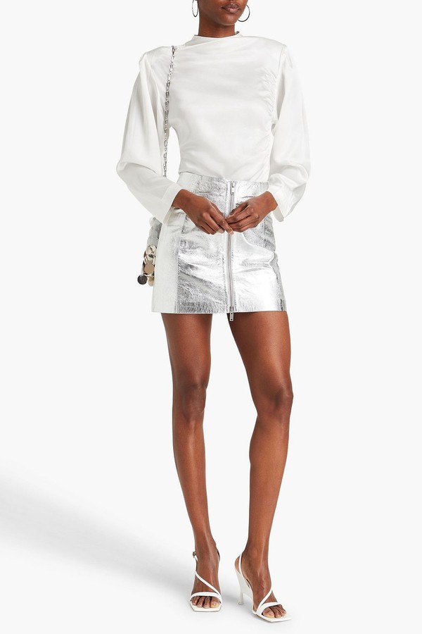 Metallic Textured-Leather Mini Skirt  from Envelope1976 