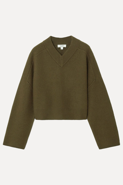 Cropped V-Neck Wool Jumper from COS