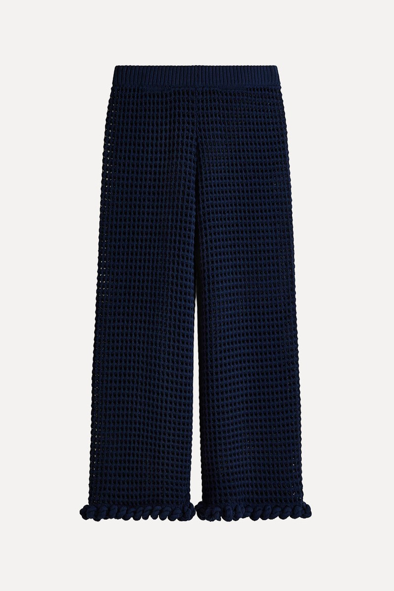 Rope-Detail Hole-Knit Trousers