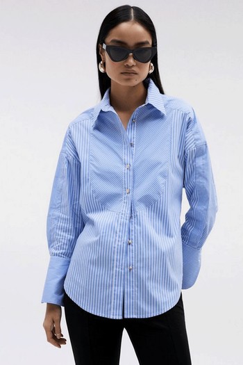 Cotton Stripe Oversized Woven Shirt