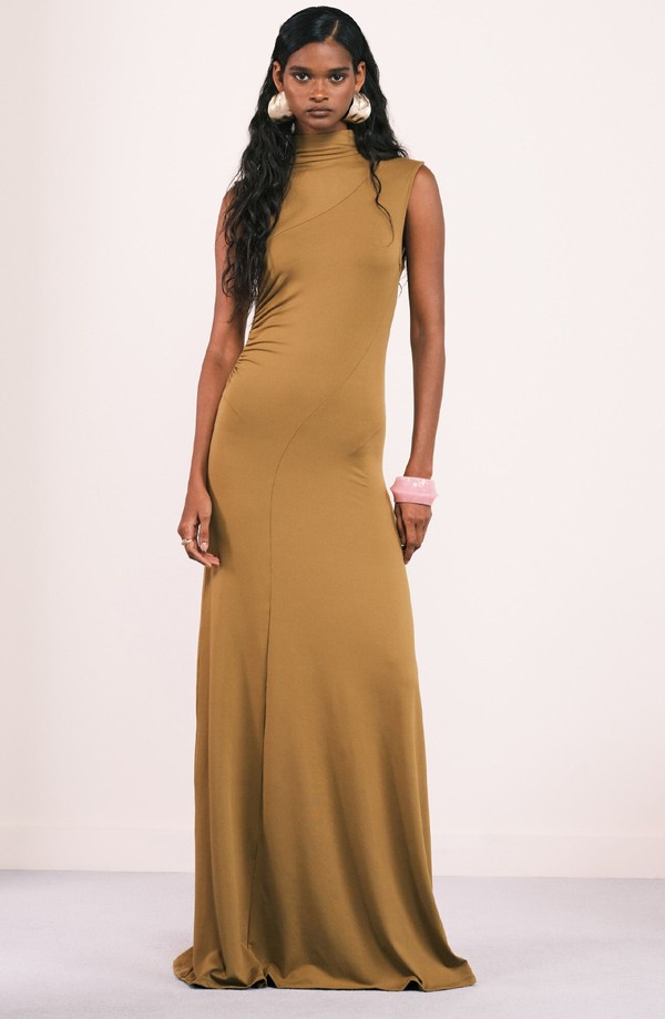 High Neck Seamed Drape Maxi Dress from ASOS DESIGN
