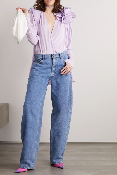 Appliquéd Stretch-Crepe Blouse from Magda Butrym