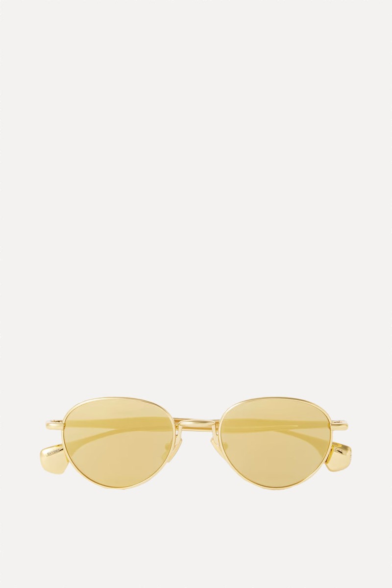 Round-Frame Gold-Tone Sunglasses from Bottega Veneta