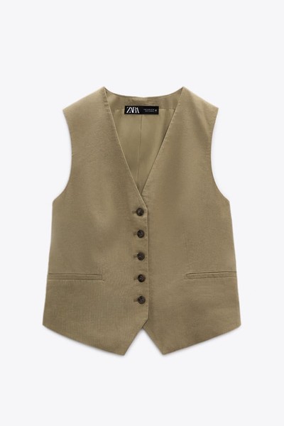 Linen Blend Waistcoat from Zara