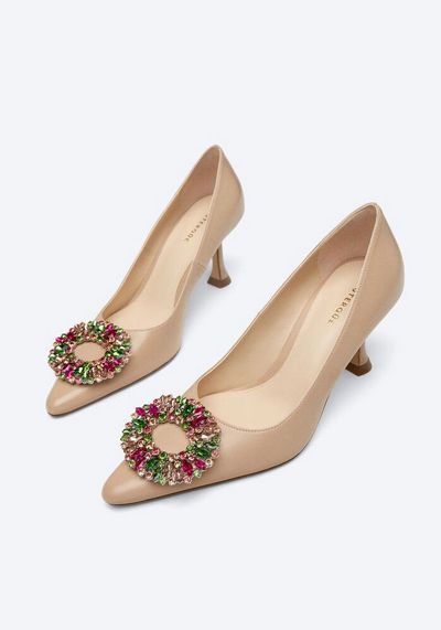 Leather Court Shoes With Rhinestone from Uterque