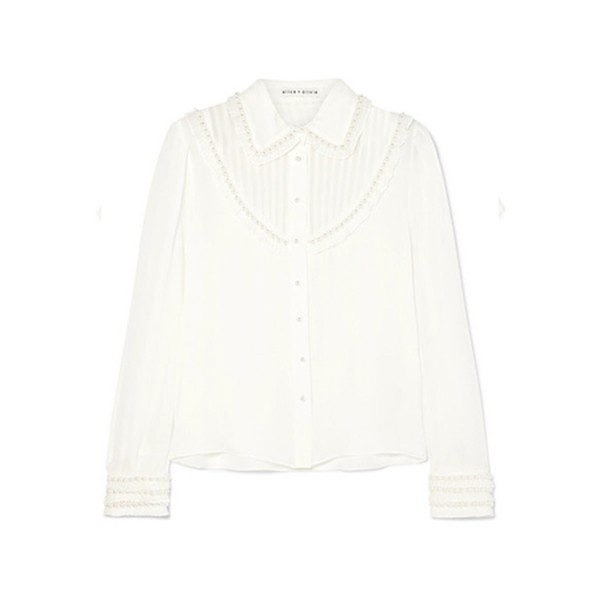 Noreen Embellished Ruffled Silk-Chiffon Blouse from Alice & Olivia