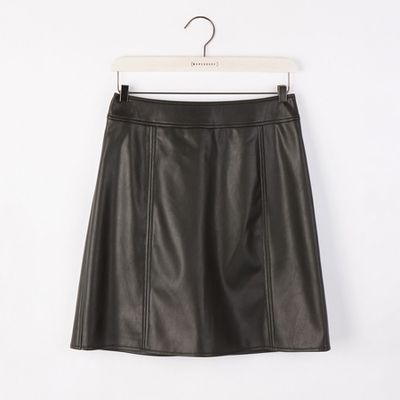 Faux Leather Seamed Mini Skirt