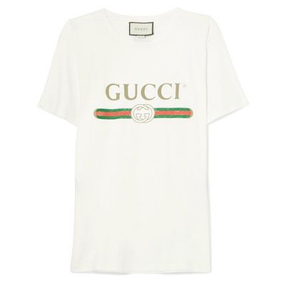 Appliquéd Cotton-jersey T-shirt from Gucci