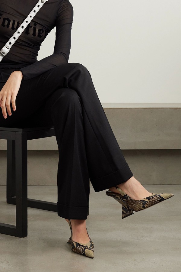 Cheope Snake-Print Leather Slingback Pumps from The Attico