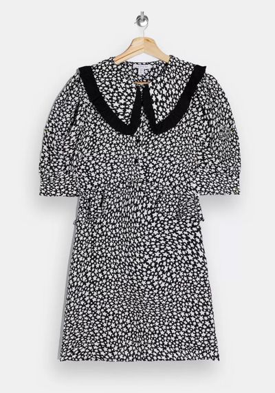 Star Print Collar Mini Tea Dress