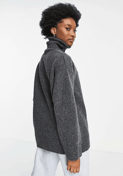 Grey Roll Neck Jumper from Monki