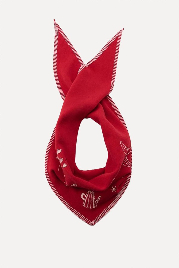 Maxi Embroidered Knit Bandanna from Zara