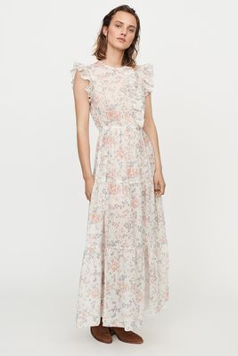Long Floral-Print Ruffled Dress from Maje