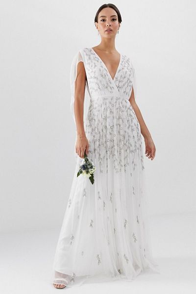 Embellished Cape Wedding Dress from ASOS