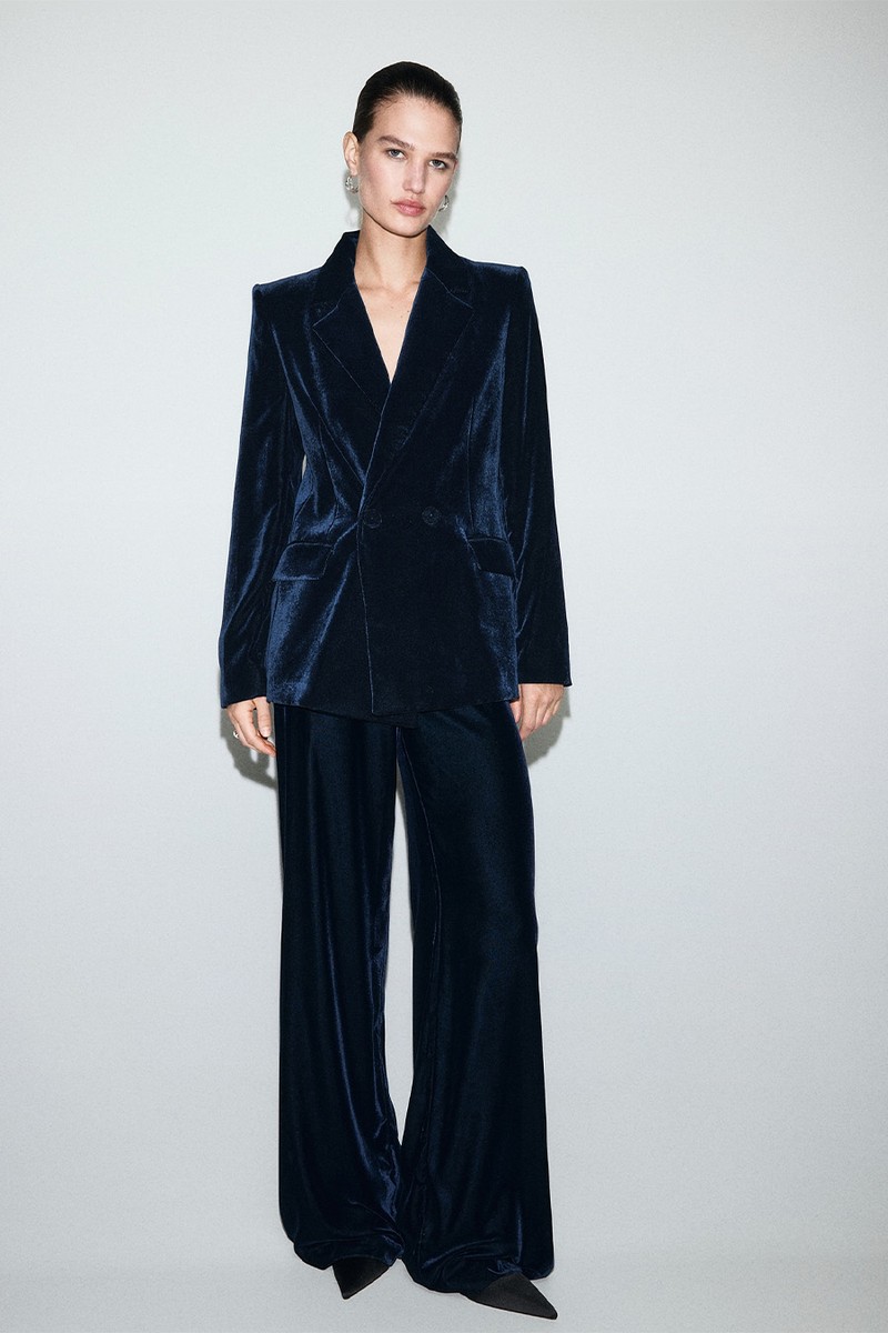 Double-Breasted Velvet Jacket from Mango