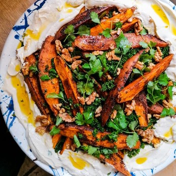 Spiced Roast Sweet Potato, Kale, Coriander, Toasted Walnuts & Tahini Yoghurt