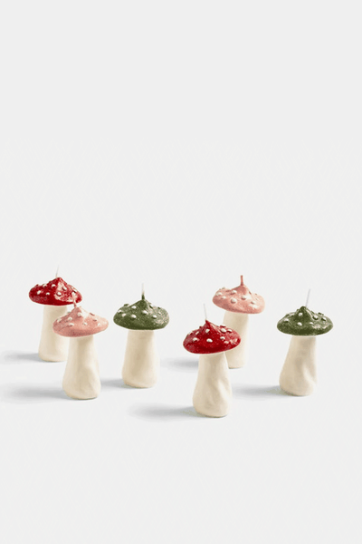 Candle Mushroom Dots Set Of 6 from Trouva