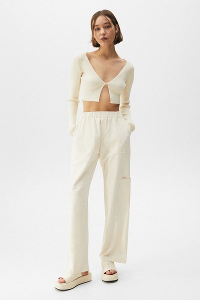 Cropped Open Cardigan In Cream from Pull and bear