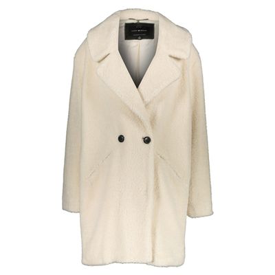 Cream Fleeced Faux Fur Overcoat