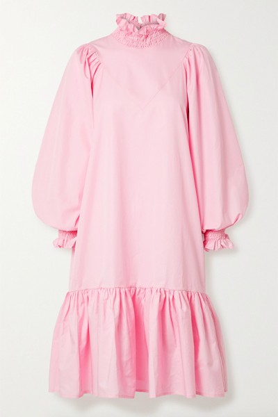 Ruffled Smocked Cotton-Poplin Dress from Avavav