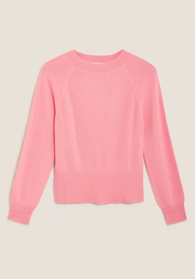 Pure Cashmere Textured Crew Neck Jumper