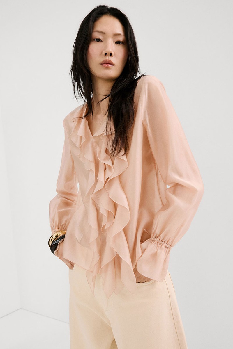 Ruffled Lyocell Blouse from Mango