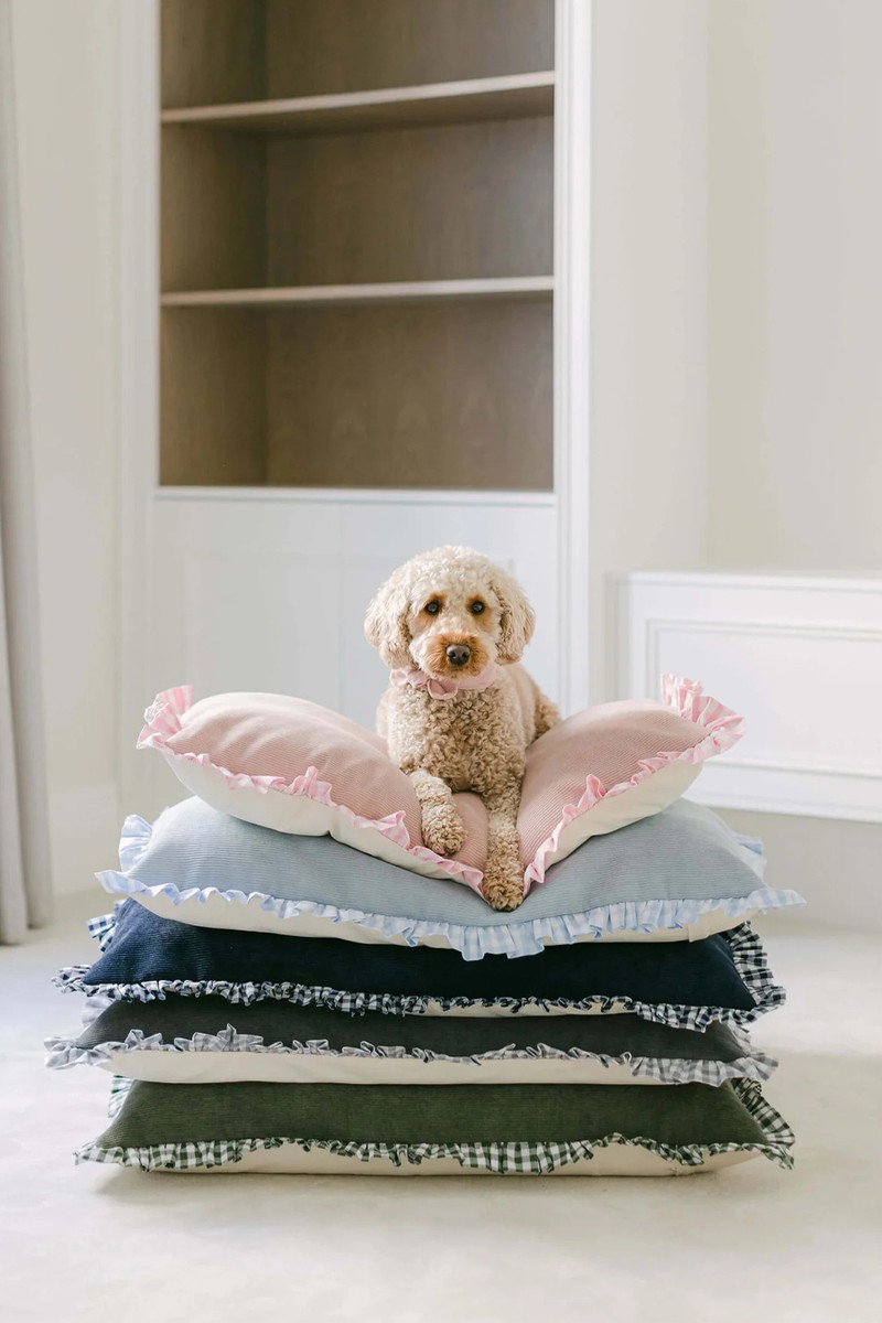 Luxury Handmade Corduroy & Gingham Pet Bed Cushion from Paloma’s Products