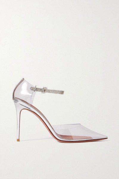 Ursina Crystal-Embellished PVC And Metallic Leather Pumps from Amina Muaddi