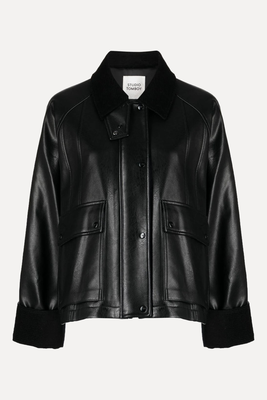 Contrasting-Collar Faux-Leather Jacket from Studio Tomboy