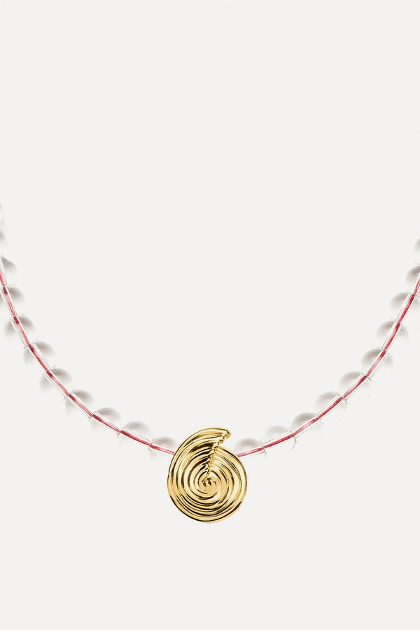 Spiral Gemstone Beaded Pendant Necklace