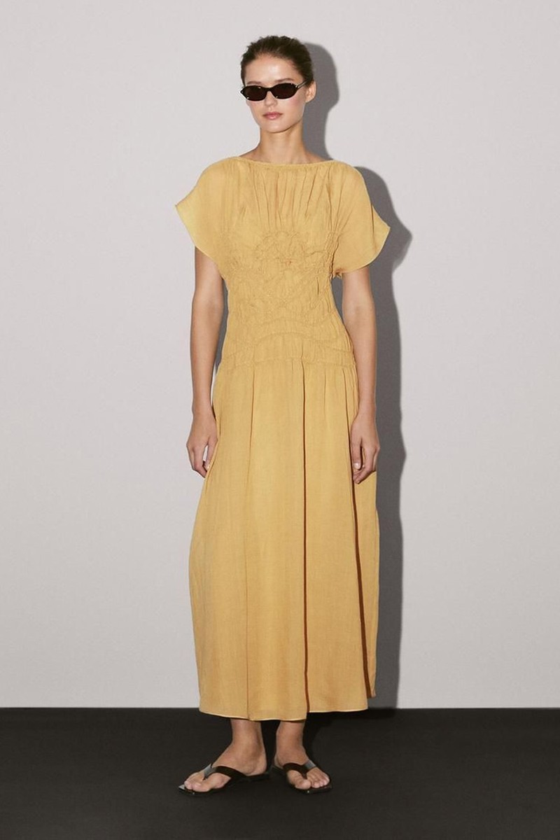 Midi Dress With Embroidered Detail from MASSIMO DUTTI
