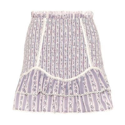 Raina Smocked Cotton Mini Skirt from LoveShackFancy