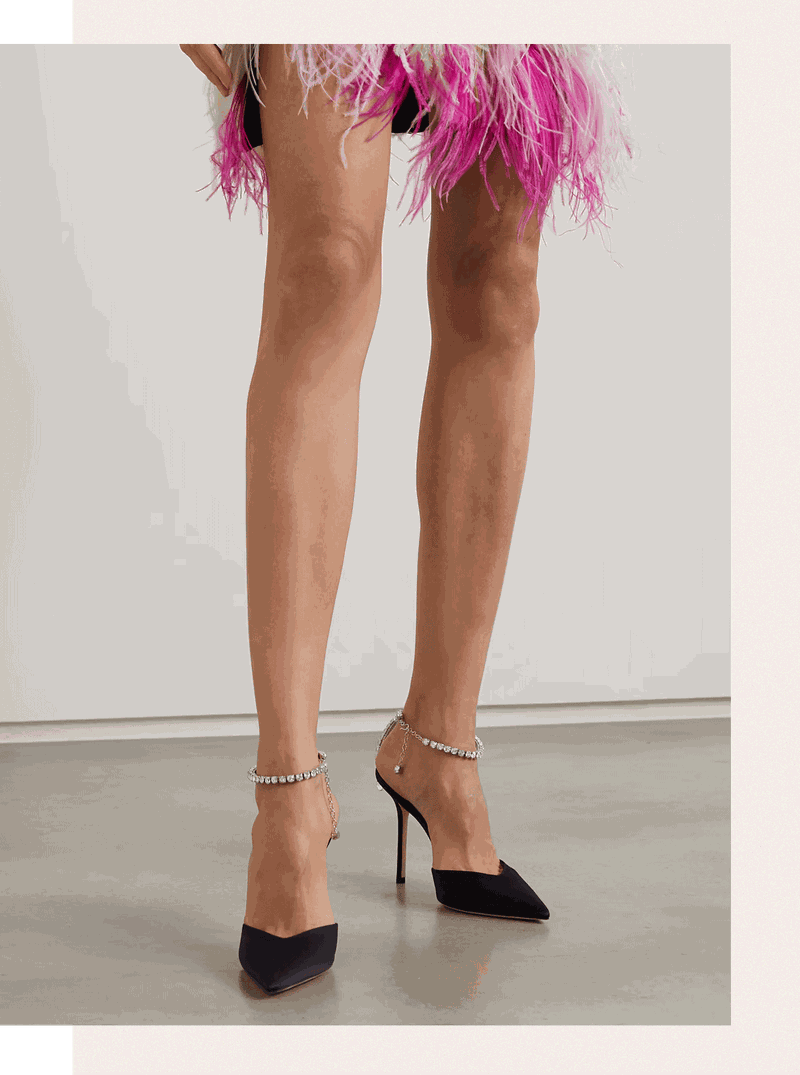 Saeda 100 Crystal-Embellished Suede Pumps, $1,574.28 | Jimmy Choo