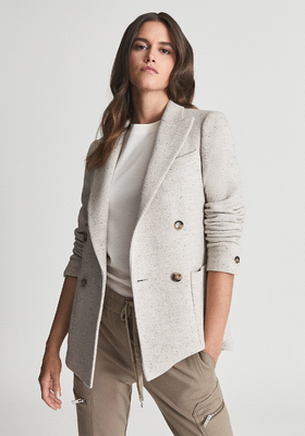 Drew Oatmeal Textured Double Breasted Blazer