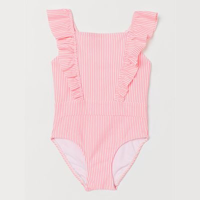 Flounced Swimsuit Neon Pink from H&M