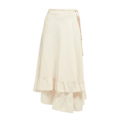 Feliz Frill-Trimmed Wrap Linen-Blend Midi Skirt from Apiece Apart