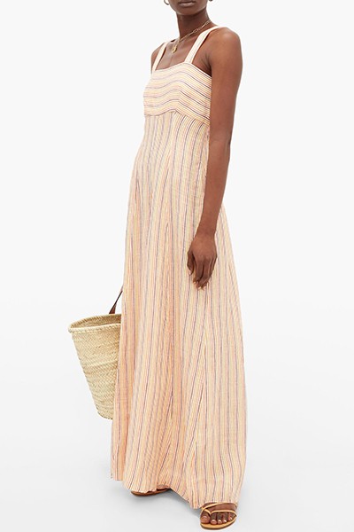 Paige Striped Linen Wide-Leg Jumpsuit from Three Graces London