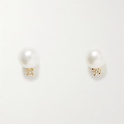 Gold, Pearl & Diamond Earrings from Stone & Strand