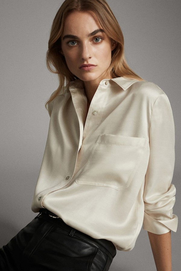 Satin Shirt With Pockets from Massimo Dutti