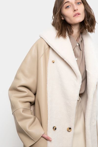 Shawl Collar Reversible Shearling Coat