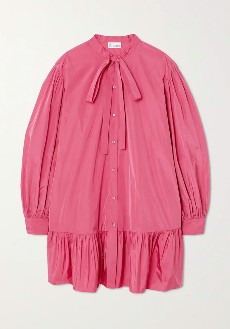Pussy-Bow Taffeta Mini Dress from Red Valentino