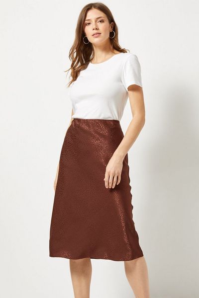 Chocolate Bias Satin Midi Skirt